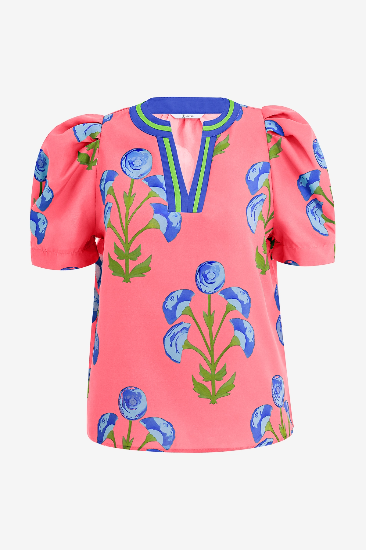 Womens Pink Summer Puff Sleeve Blouses  | CicyBell