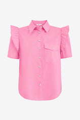 Womens Pink Babydoll Button Down Shirts | CicyBell