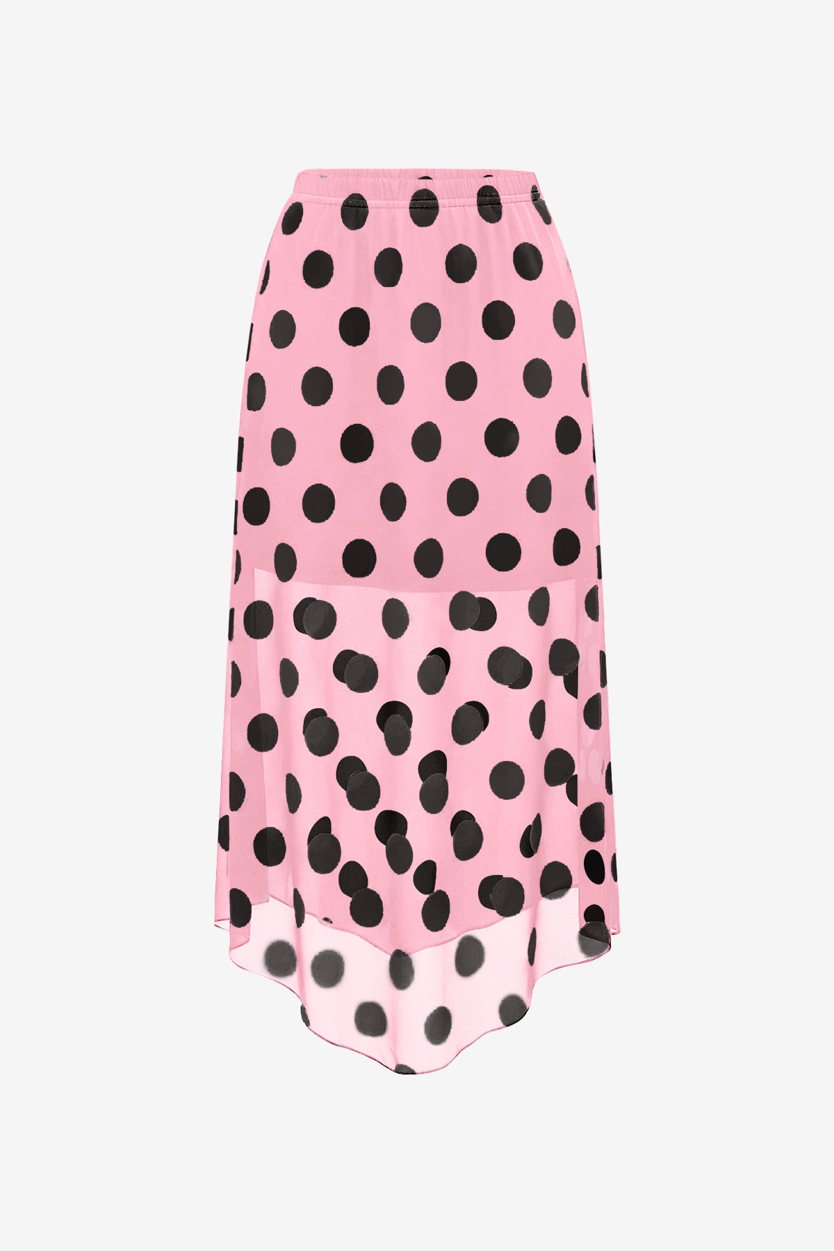 Womens Pink Summer Polka Dots Midi Skirt | CicyBell