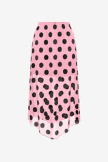 Womens Pink Summer Polka Dots Midi Skirt | CicyBell