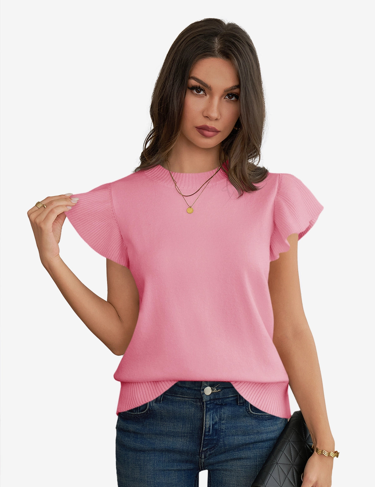 Cicy Bell Women's Ruffle Sleeve Cropped Sweater1