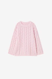 Womens Pink Oversized Cable Knit Sweaters | CicyBell