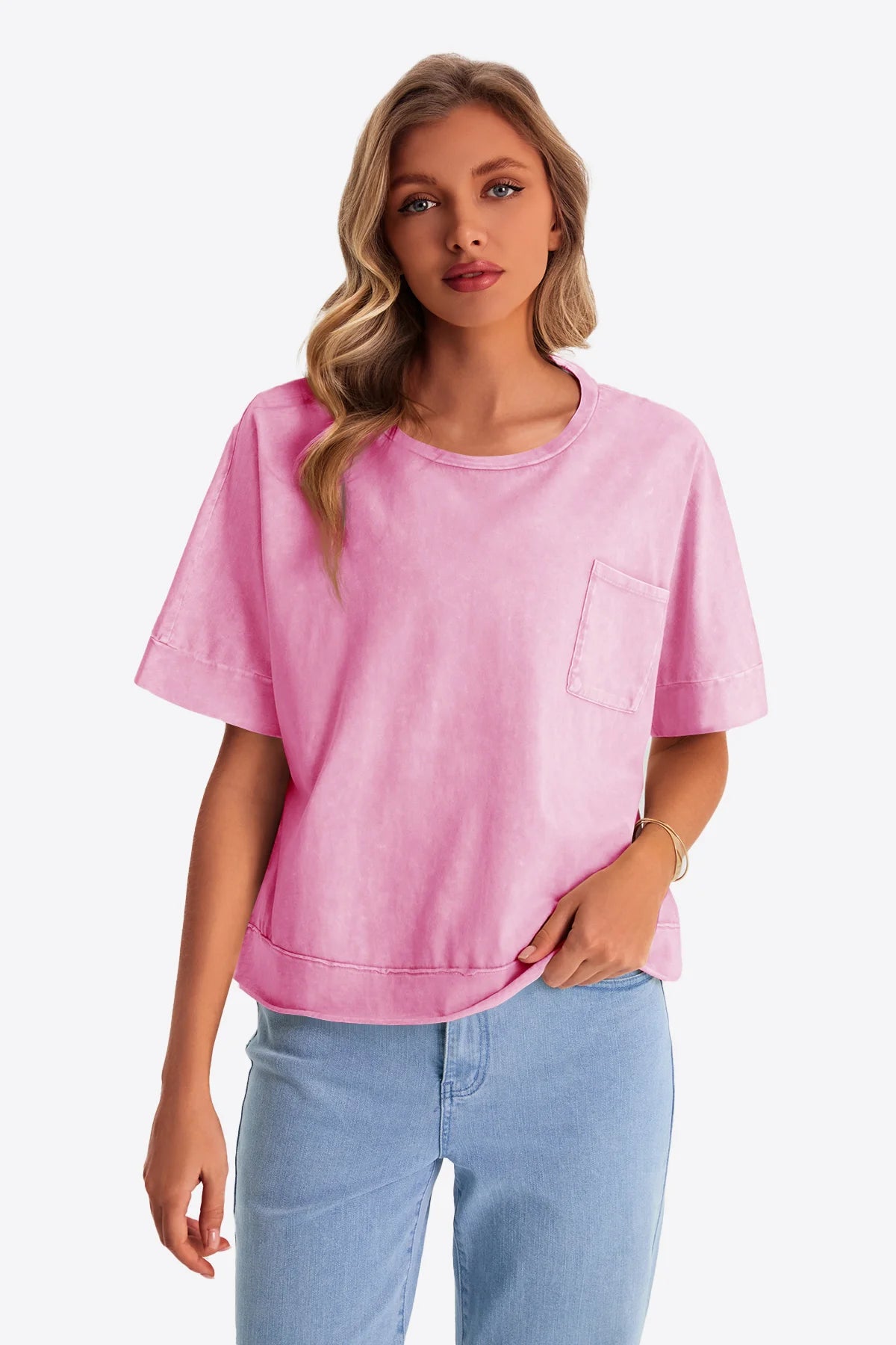 Womens Hot Pink Cropped Oversized Tshirt | CicyBell