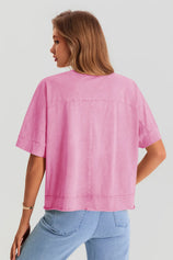 Womens Hot Pink Cropped Oversized Tshirt | CicyBell