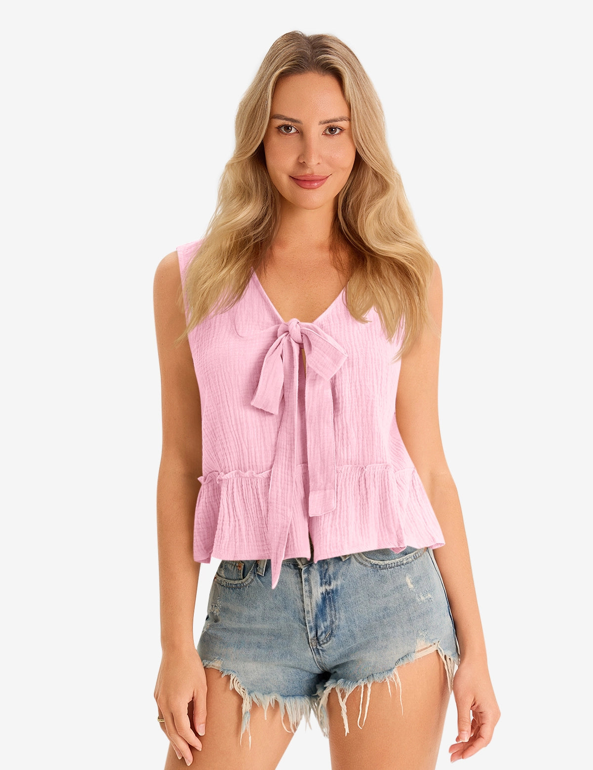Cicy Bell Women's V-Neck Babydoll Tank Top1