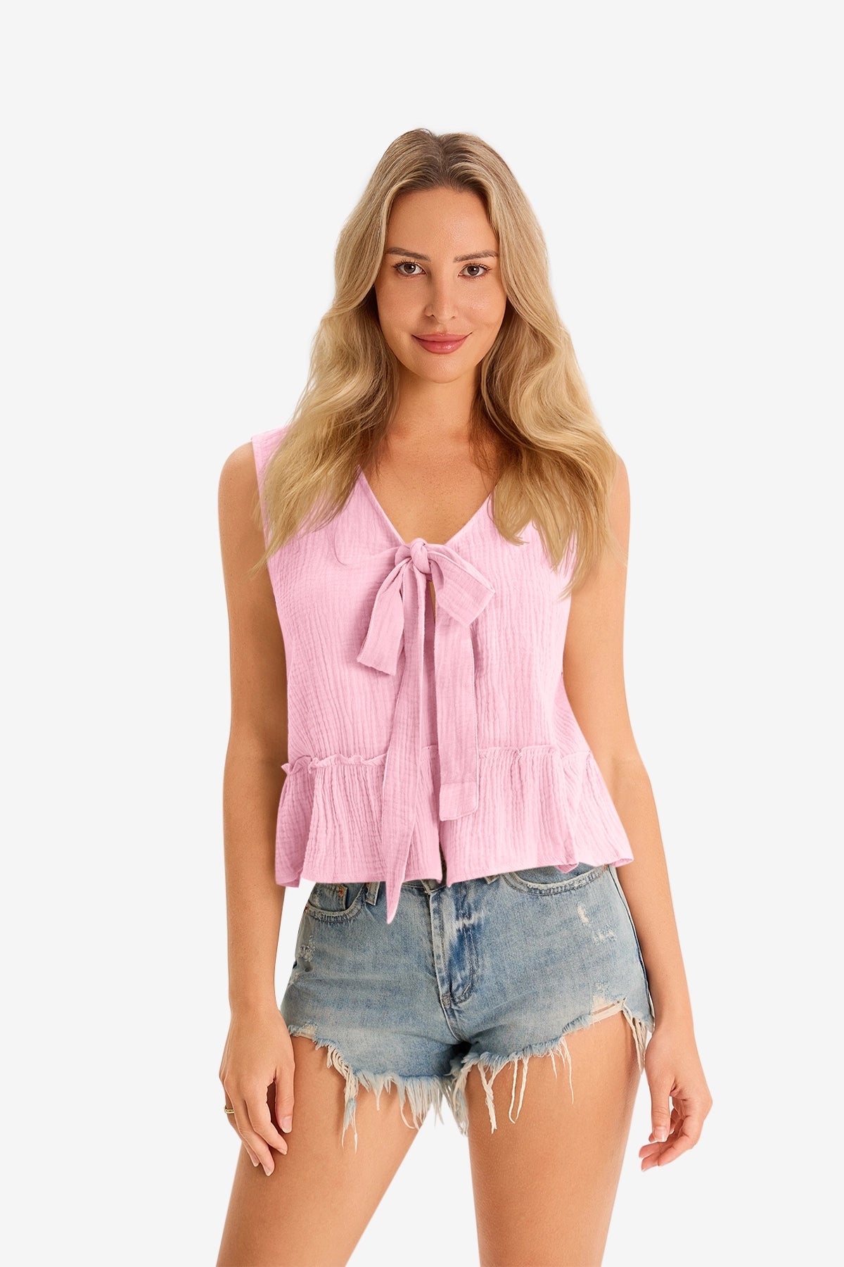 Cicy Bell Women's V-Neck Babydoll Tank Top1