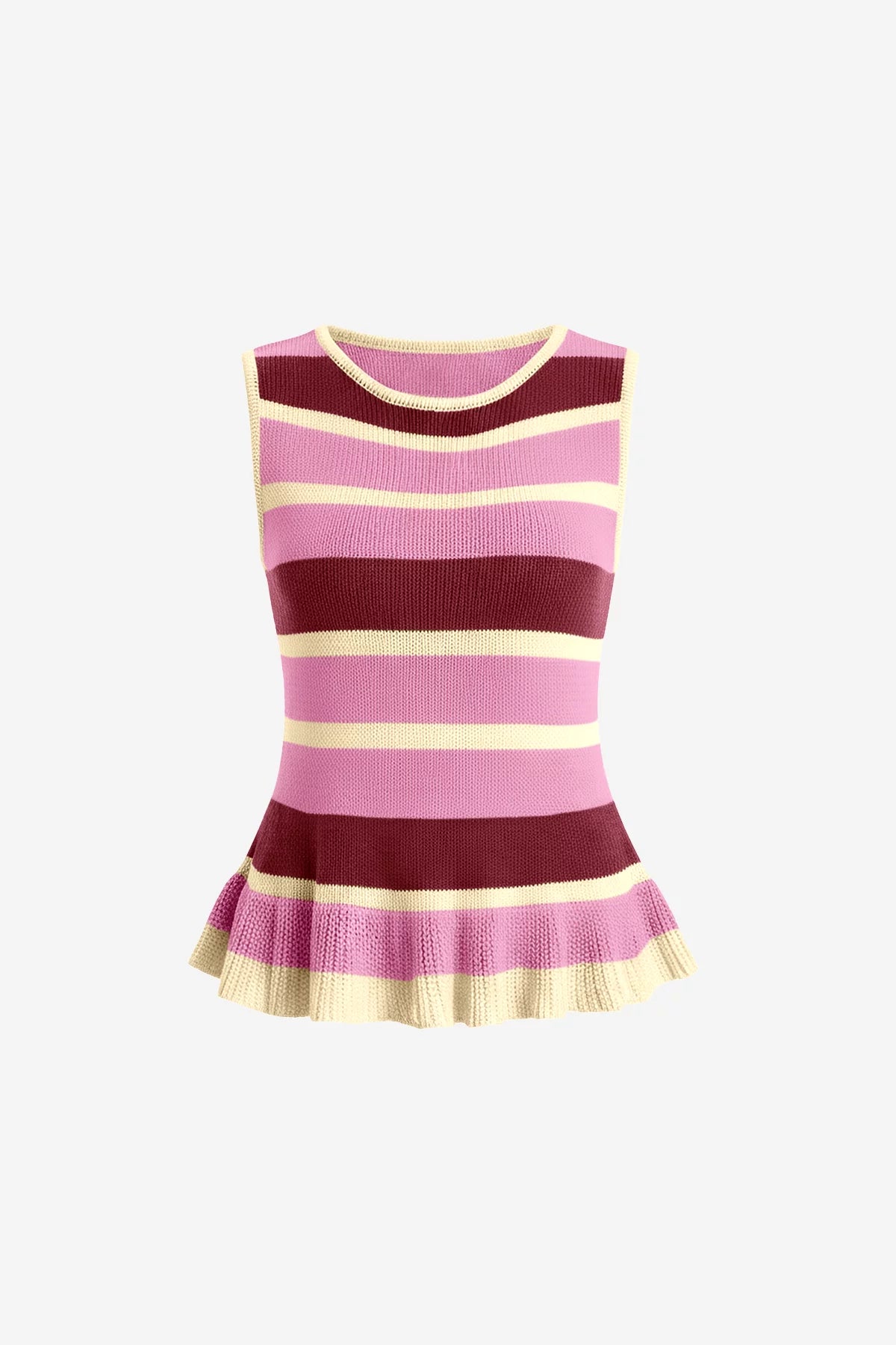 Womens Pink Striped Sweater Vest | CicyBell
