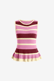 Womens Pink Striped Sweater Vest | CicyBell