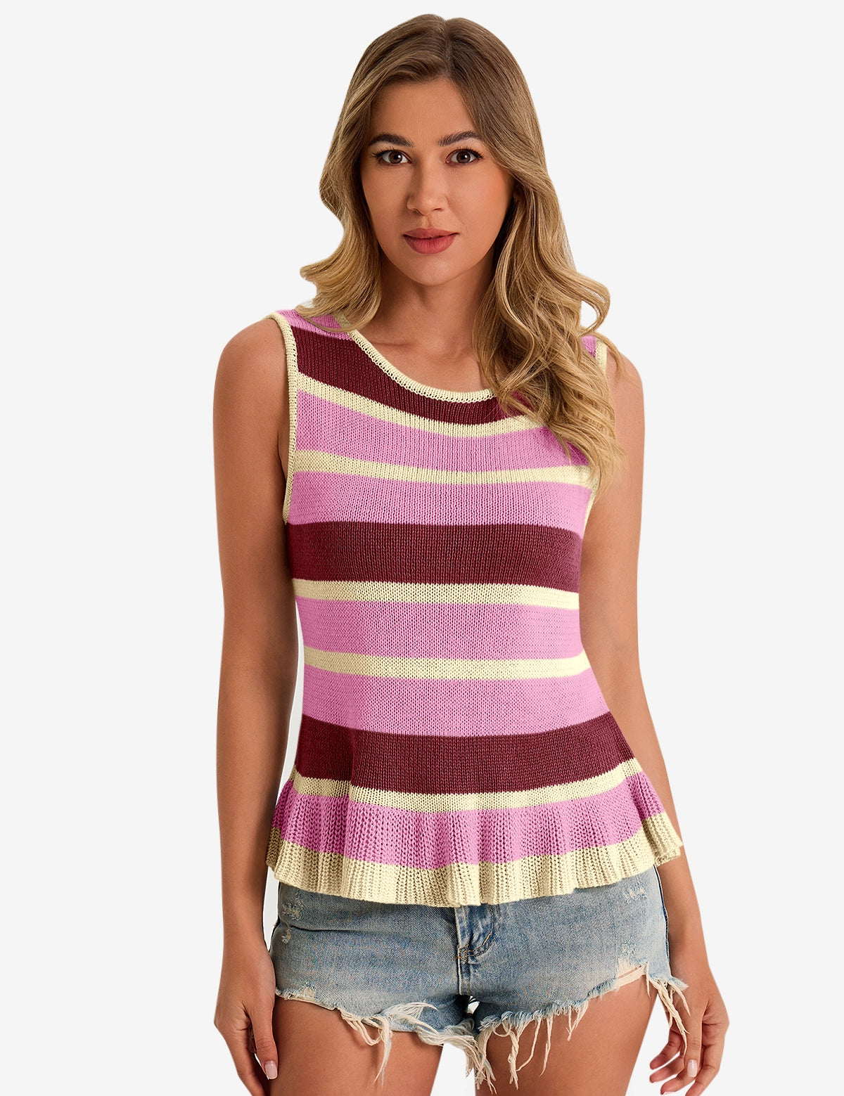 Cicy Bell Women's Striped Sweater Vest1