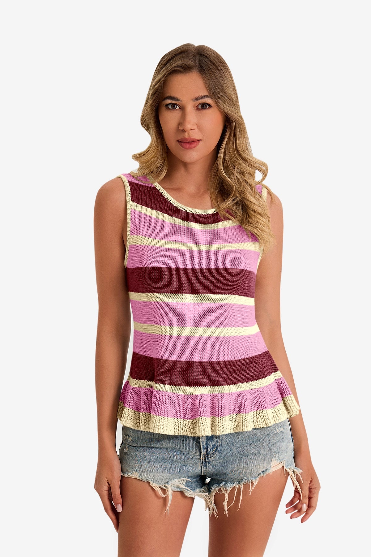 Cicy Bell Women's Striped Sweater Vest1