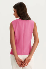 Womens Pink Summer Sleeveless Blazer Vests | CicyBell