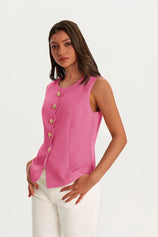 Womens Pink Summer Sleeveless Blazer Vests | CicyBell
