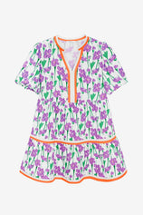 Womens Purple V Neck Floral Mini Dress | CicyBell