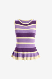 Womens Purple Striped Sweater Vest | CicyBell