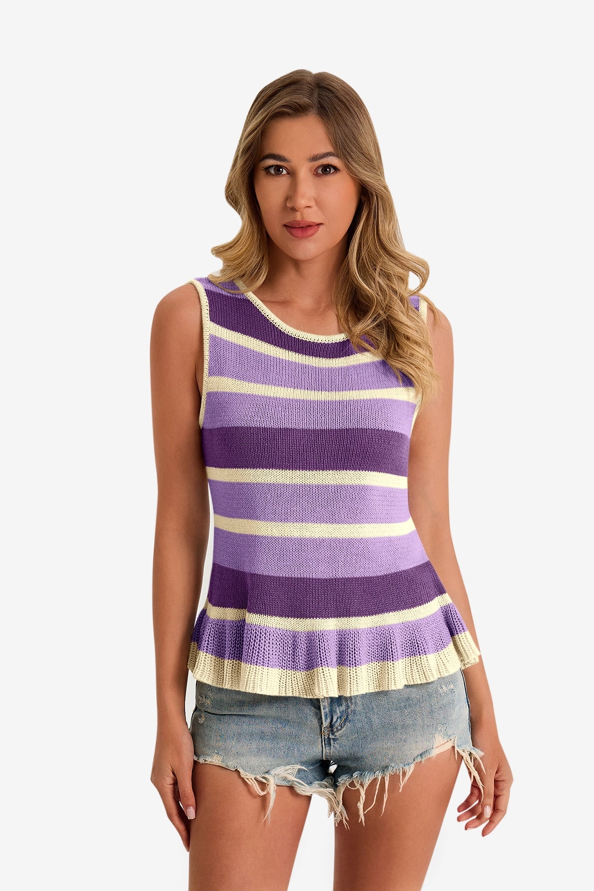 Cicy Bell Women's Striped Sweater Vest1