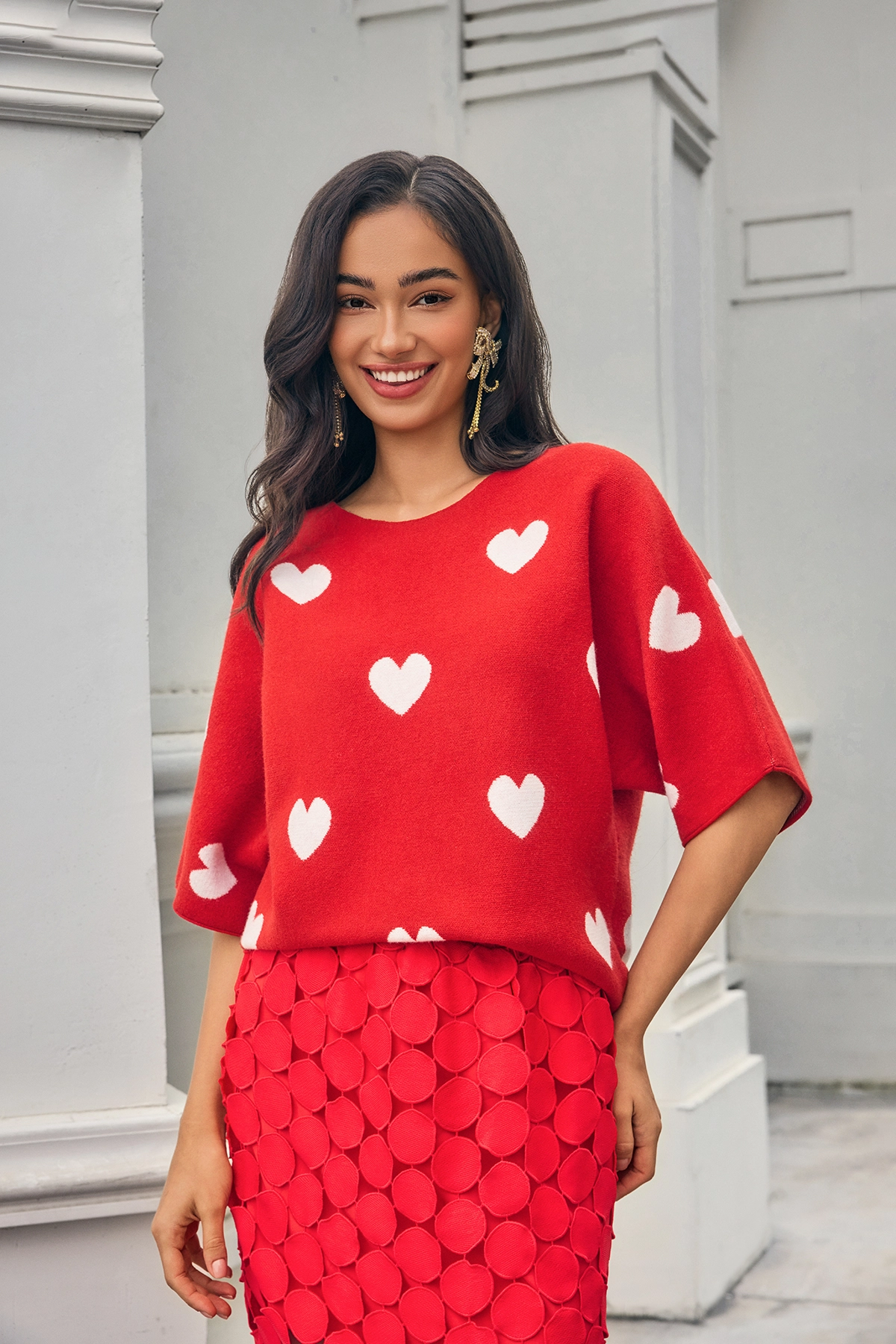 Womens Red Half Sleeve Sweaters  | CicyBell