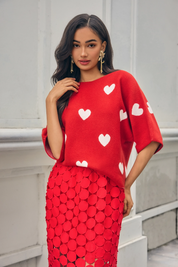 Womens Red Half Sleeve Sweaters  | CicyBell