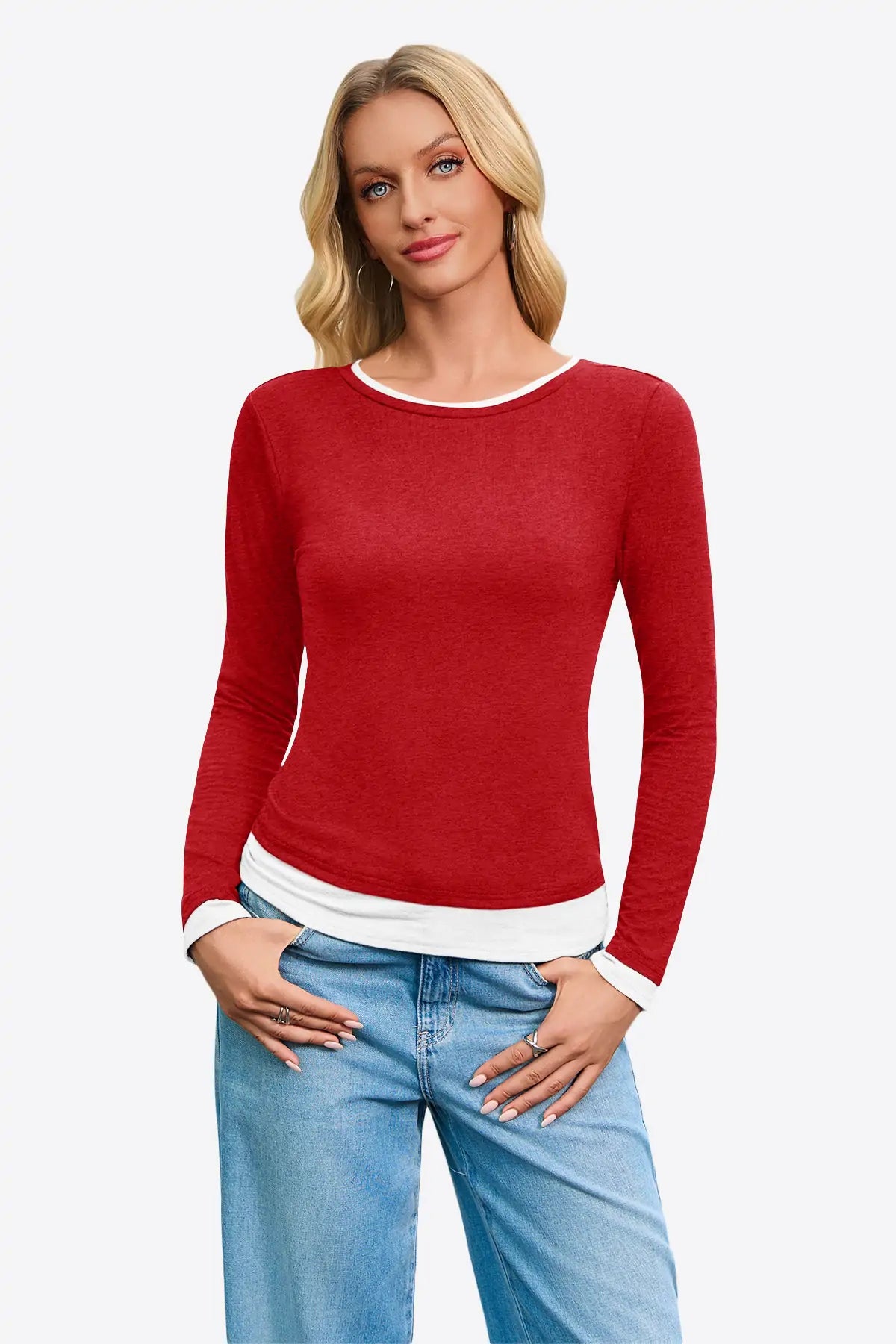 Womens Red Long Sleeve Tops  | CicyBell