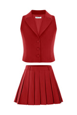 Cicy Bell Womens Red Blazer Vest Skirts Sets