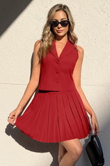 Cicy Bell Womens Red Blazer Vest Skirts Sets
