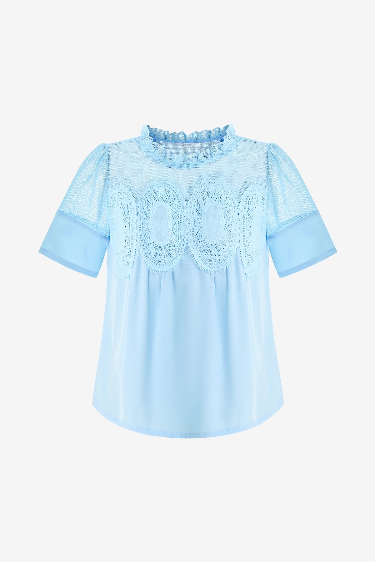 Womens Sky Blue Flowy Lace Blouses | CicyBell