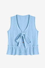Womens Sky Blue Babydoll Tank Tops | CicyBell