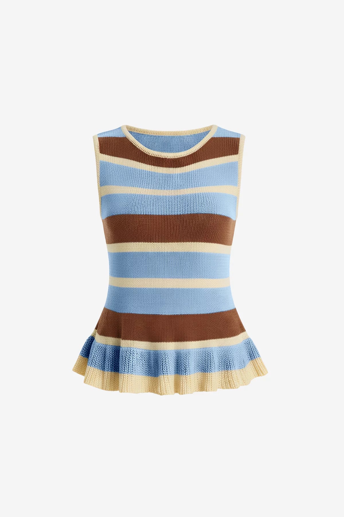 Womens Sky Blue Striped Sweater Vest | CicyBell