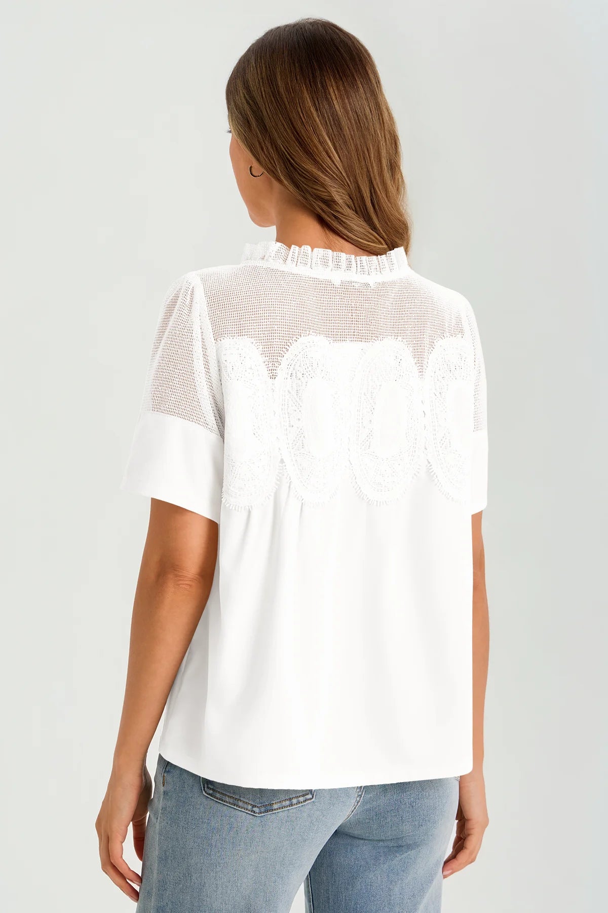 Womens White Flowy Lace Blouses | CicyBell