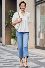 Womens Blue Cropped High Waisted Jeans | CicyBell