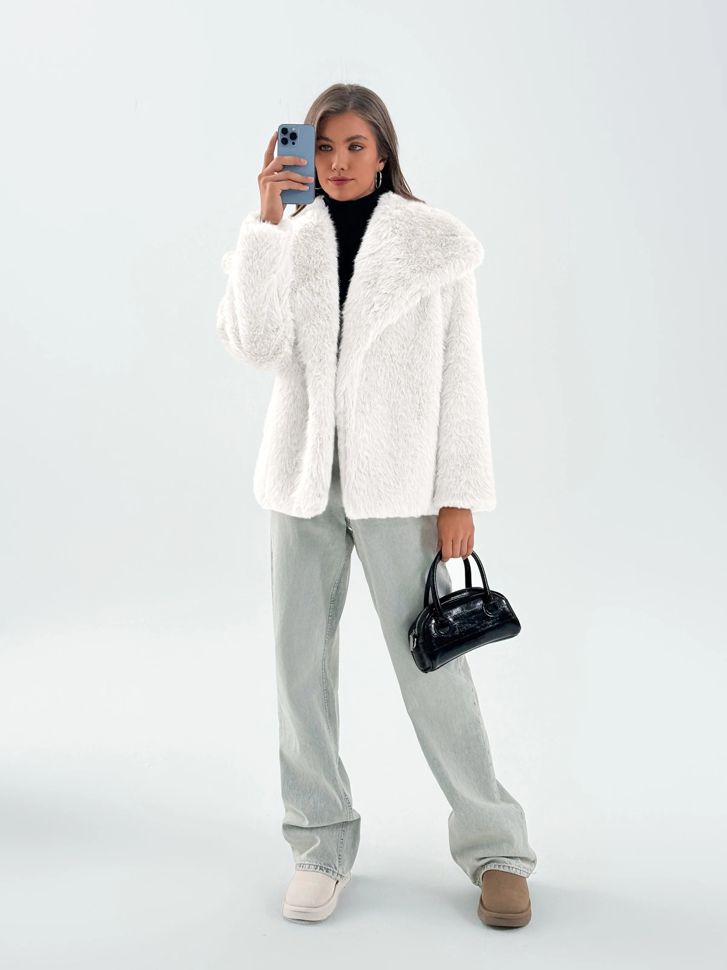 Womens White Casual Oversized Lapel Jackets | CicyBell