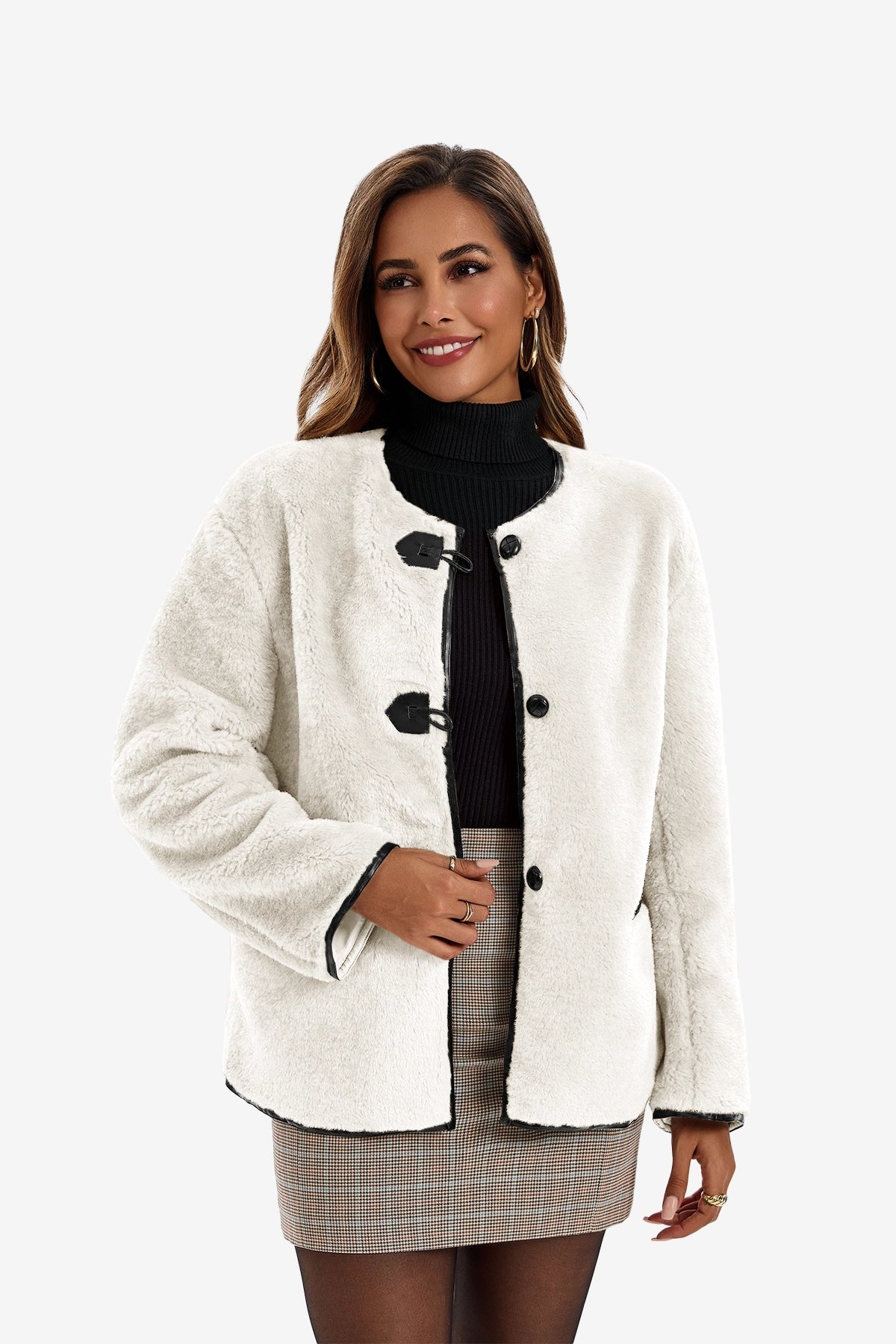 Womens White Faux Fur Jacket | CicyBell