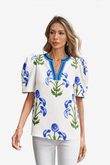 Womens White Summer Puff Sleeve Blouses  | CicyBell
