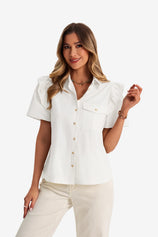Womens White Babydoll Button Down Shirts | CicyBell