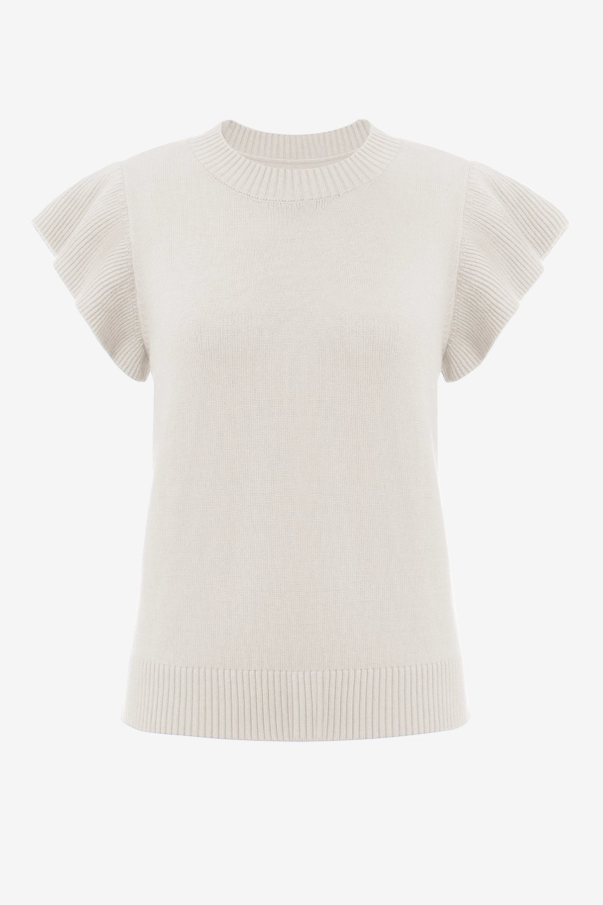 Womens White Ruffle Sleeve Cropped Sweaters | CicyBell