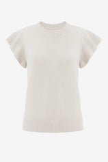 Womens White Ruffle Sleeve Cropped Sweaters | CicyBell