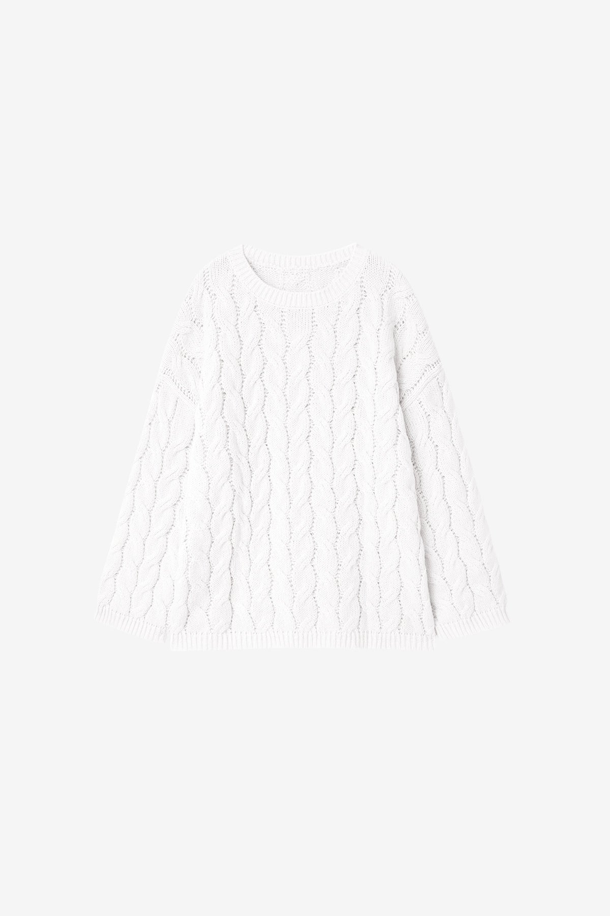 Womens White Oversized Cable Knit Sweaters | CicyBell