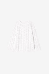 Womens White Oversized Cable Knit Sweaters | CicyBell