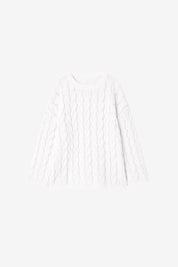 Womens White Oversized Cable Knit Sweaters | CicyBell