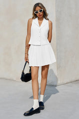 Cicy Bell Womens White Blazer Vest Skirts Sets