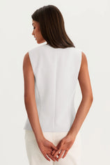 Womens White Summer Sleeveless Blazer Vests | CicyBell