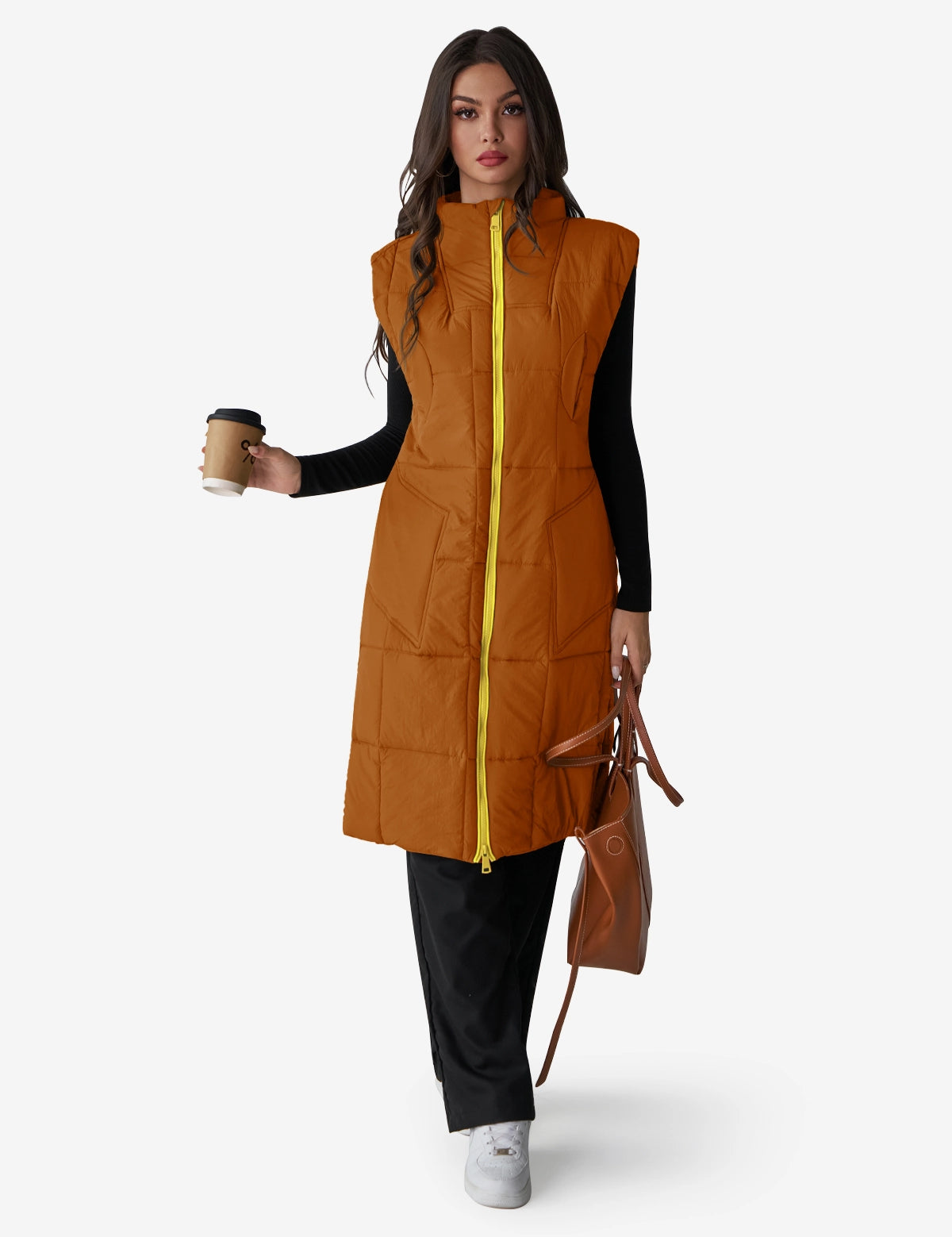 Womens Yellow Lightweight Sleeveless Jackets1