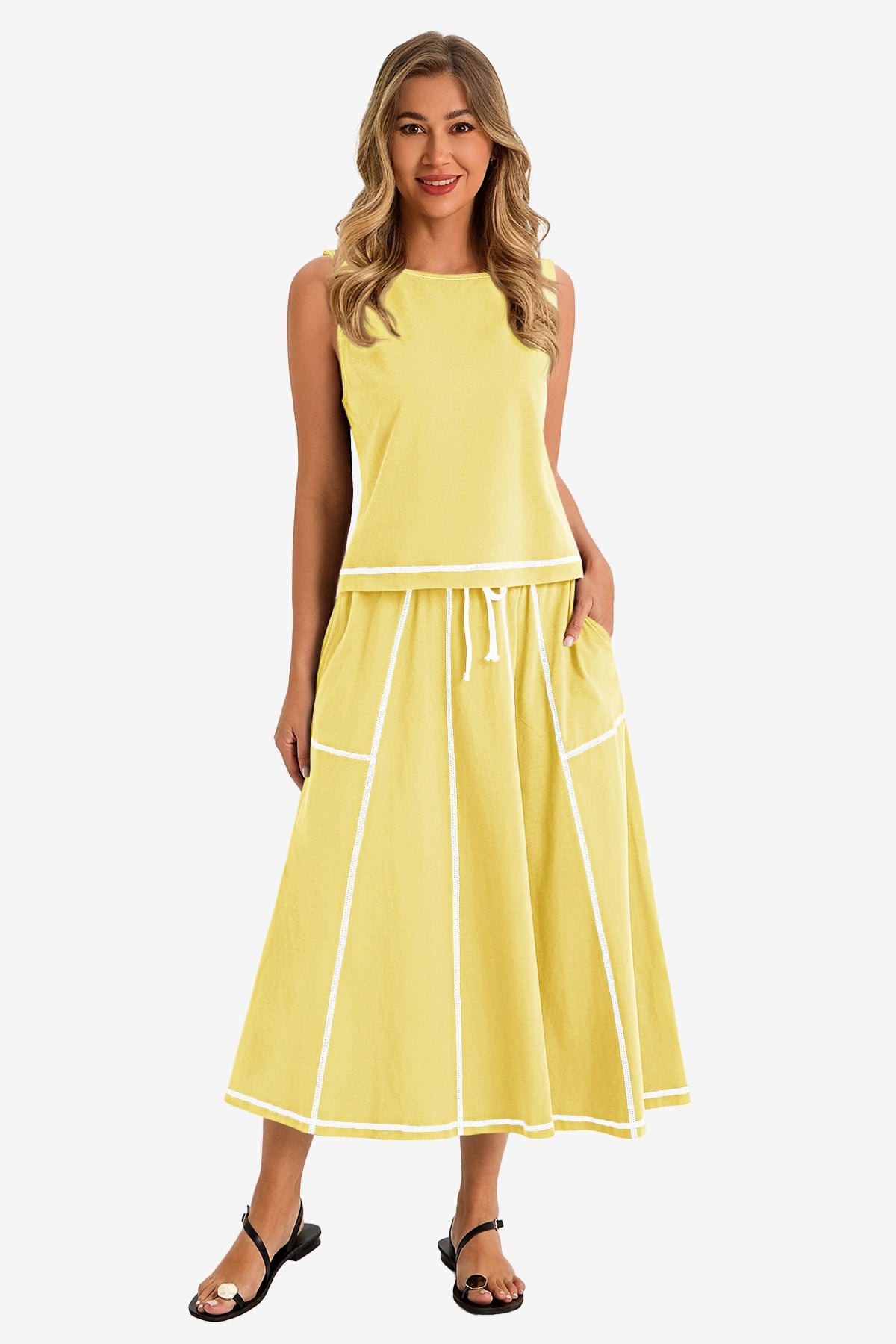 Womens Yellow Summer 2 Piece Outfits | CicyBell