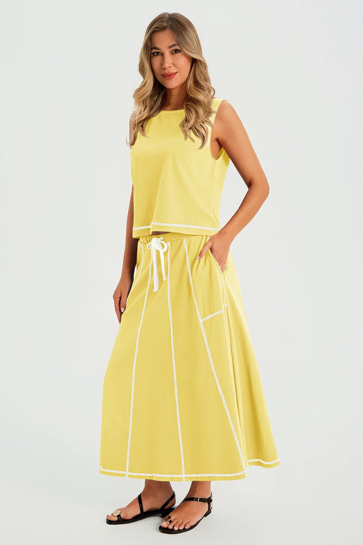 Womens Yellow Summer 2 Piece Outfits | CicyBell