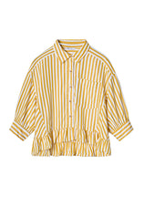Womens Yellow Ruffle Striped Shirts | CicyBell