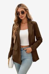 Cicy Bell Womens Dark Brown Button Knit Blazer