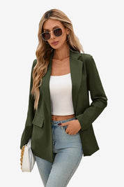 Cicy Bell Womens Dark Green Button Knit Blazer