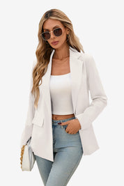 Cicy Bell Womens White Button Knit Blazer