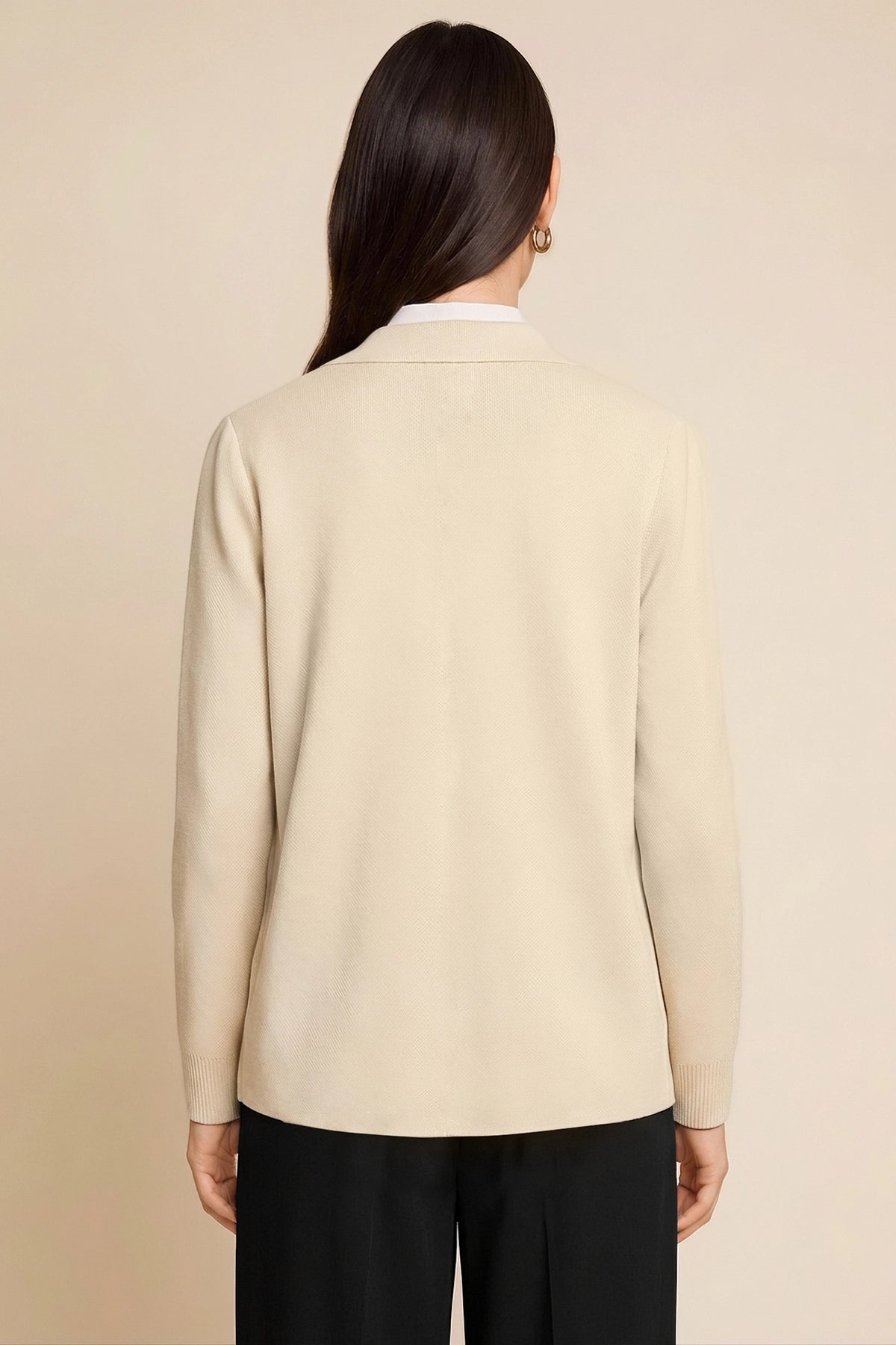 Womens Apricot Long Sleeve Sweater Blazer | CicyBell