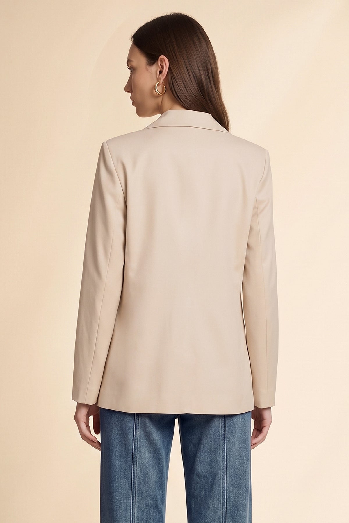 Womens Apricot Color Block Blazer| CicyBell