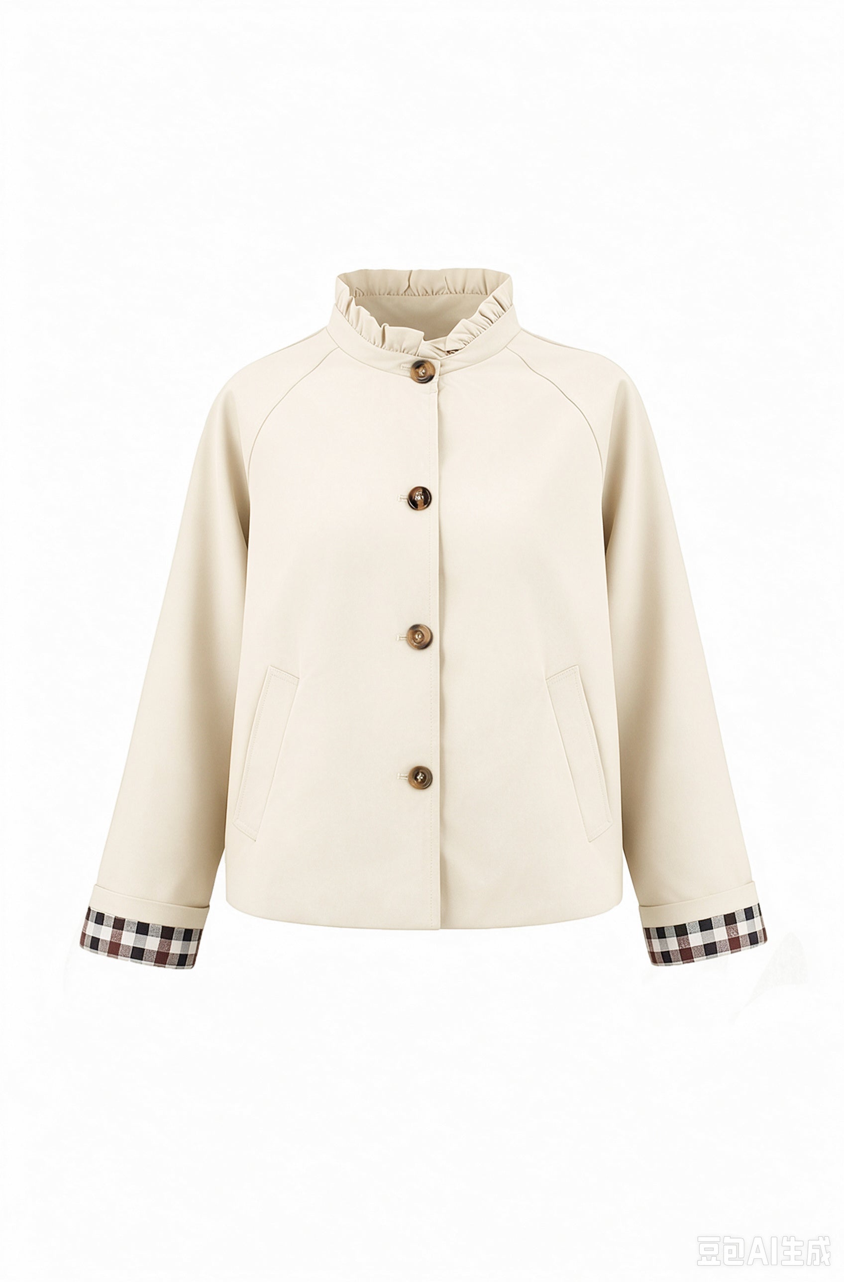 Womens Apricot Ruffle Short Trench Coat | CicyBell